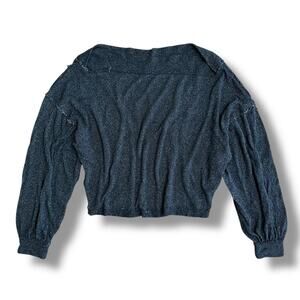 Free People Black Charcoal Cropped Pullover Sweater Women’s Small Slouchy Knit